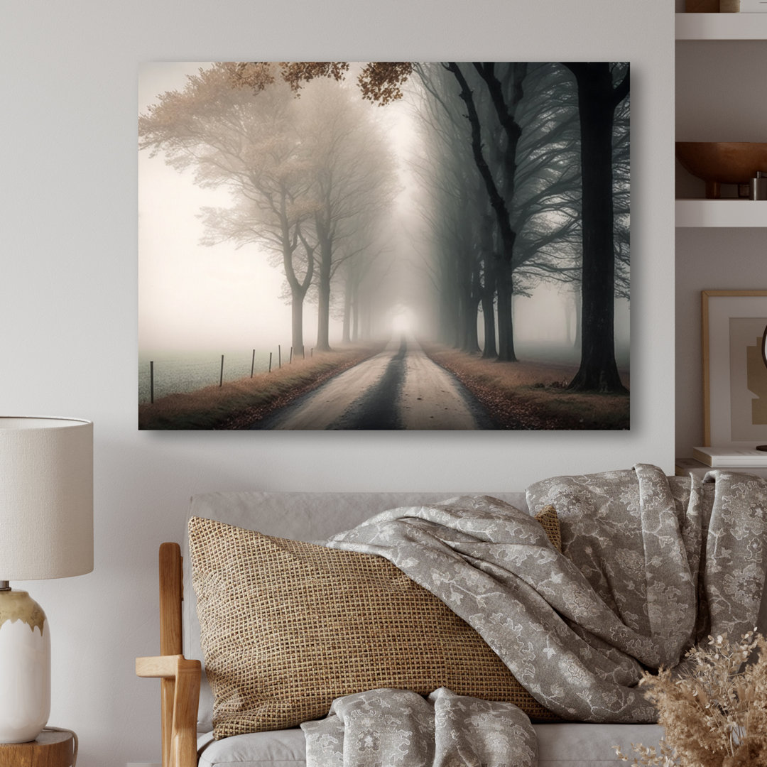 Misty Road Through The Forest II - Forest Canvas Art Ebern Designs Overall 