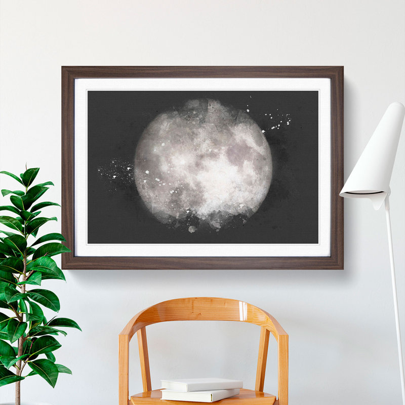 A Full Moon - Picture Frame Graphic Art Print, 62cm H x 87cm W x 2cm D, Walnut Framed