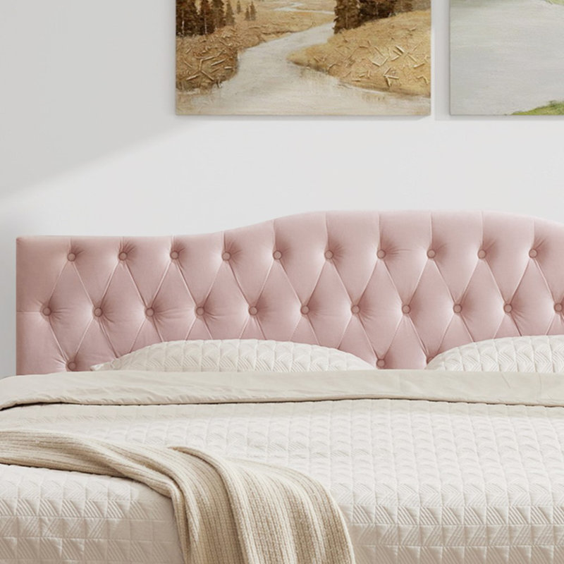 Aveigha Upholstered Headboard, Full, Pink Velvet
