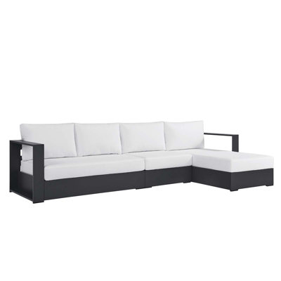 Modway Tahoe Outdoor Patio Powder-Coated Aluminum 3-Piece Left-Facing Chaise Sectional Sofa Set