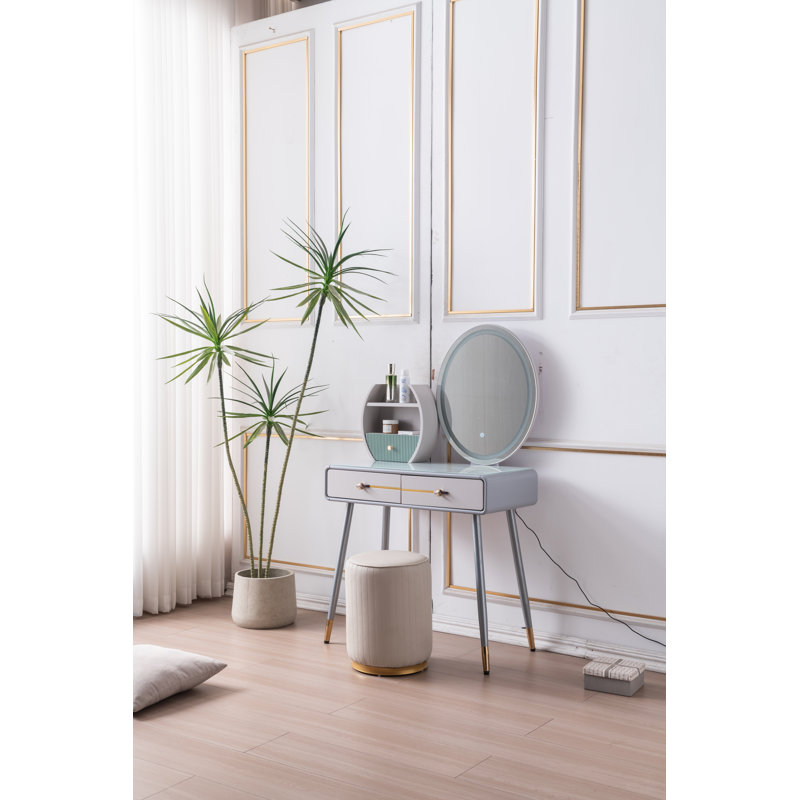 Coiffeuse simple avec tabouret et miroir