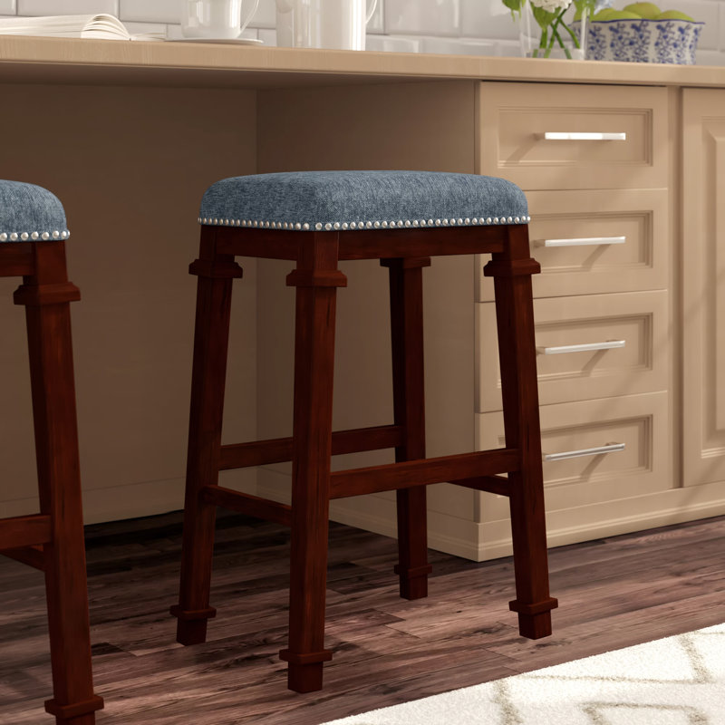 Goza Backless Black Tweed Counter Stool, Counter Stool (25" Seat Height), Grey/ Black Frame