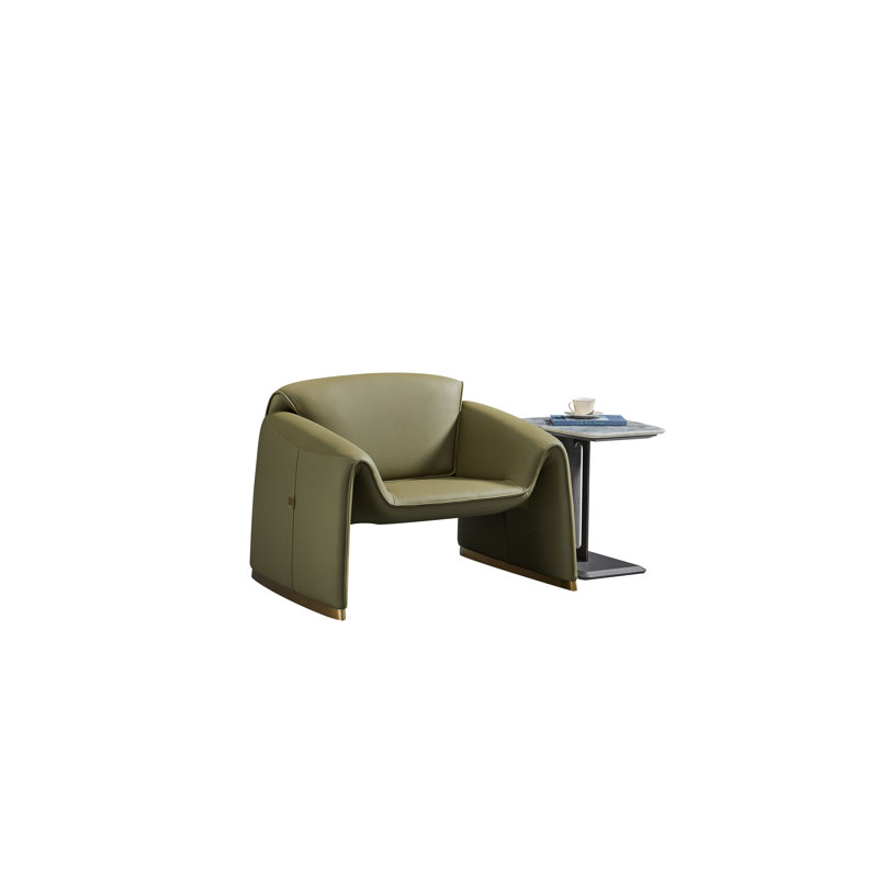 Chaise d'appoint Ermellino, Cuir véritable vert