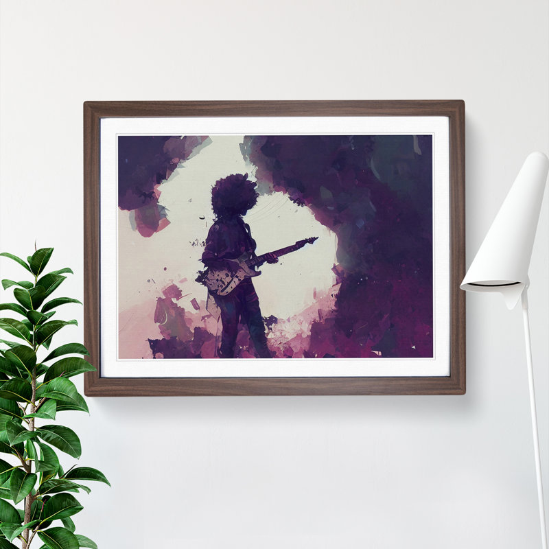 Guitar Rock Band Vol.1 - Single Picture Frame Print, 46cm H x 64cm W x 2cm D, Walnut Framed