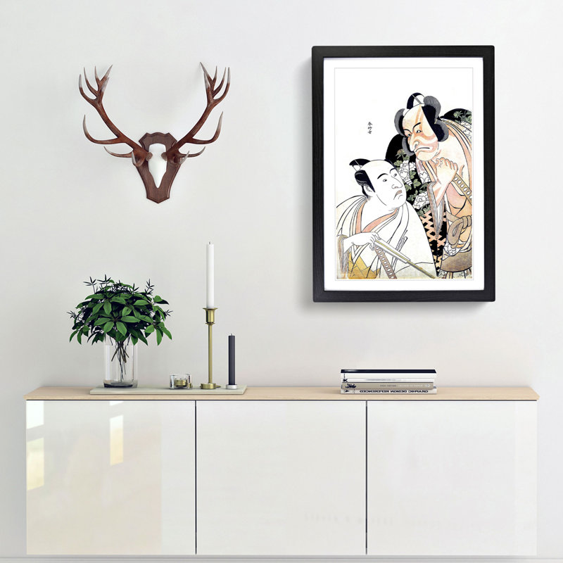 Daimyo by Katsukawa Shunko - Picture Frame Painting Print, Black Framed, 36cm H x 27cm W x 2cm D