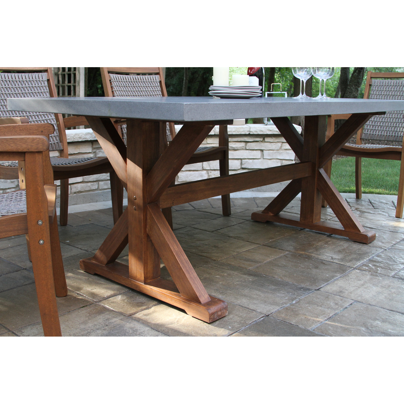 Fleur 74" Eucalyptus Patio Dining Table