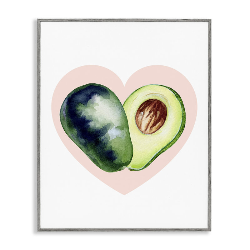 Giclée encadrée avocat en forme de cœur, design par Lil 'Rue, H 30 po x l 24 po, Estampe numérique Farmhouse