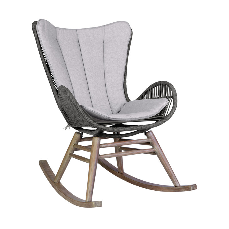 Cabane Wood Outdoor Chair with Sunbrella® Cushions, Light Gray/Black