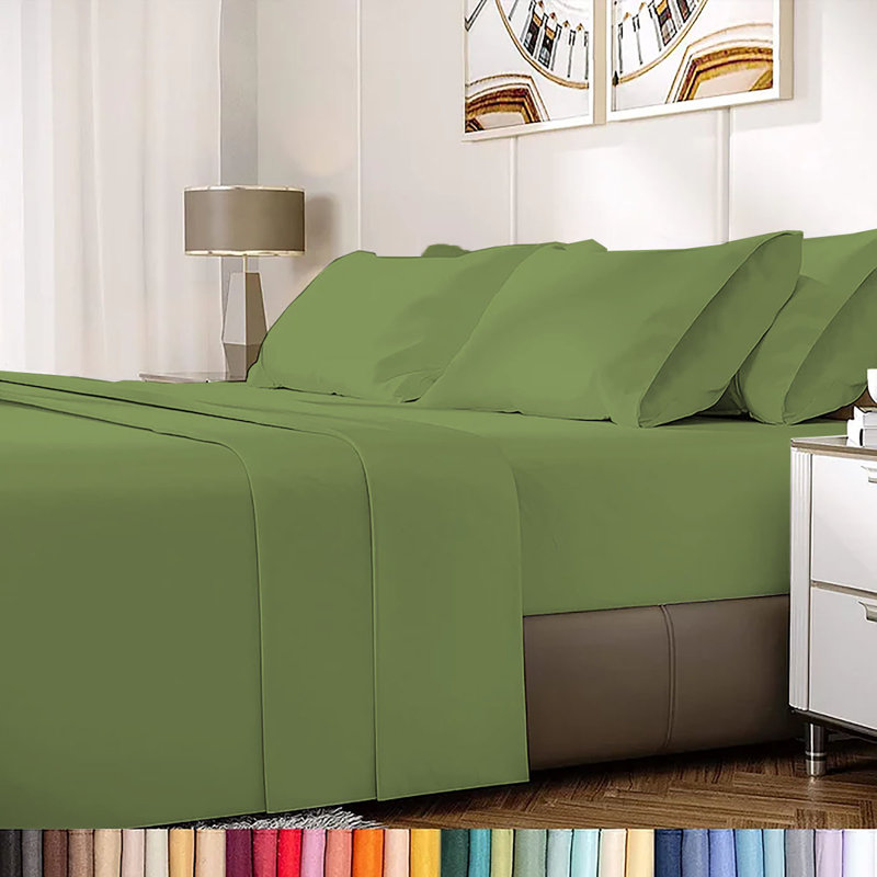 Ensemble de draps en rayonne de bambou 6 pièces , Ensemble de draps pour lit simple + un drap-housse, Chaux