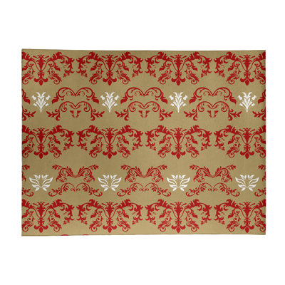 Tapis damassé jaune / rouge
