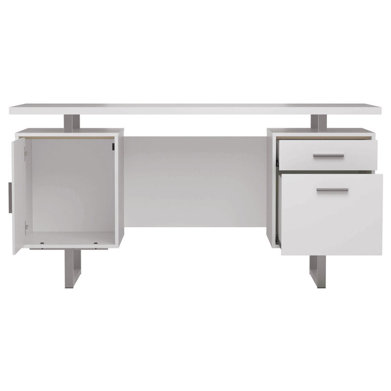 Bureau d'ordinateur contemporain à 1 tiroir 60 pouces à 2 tiroirs 1pc, Blanc