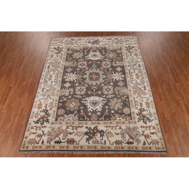 Tapis indien à motif floral All-Over Oushak 8 x 10