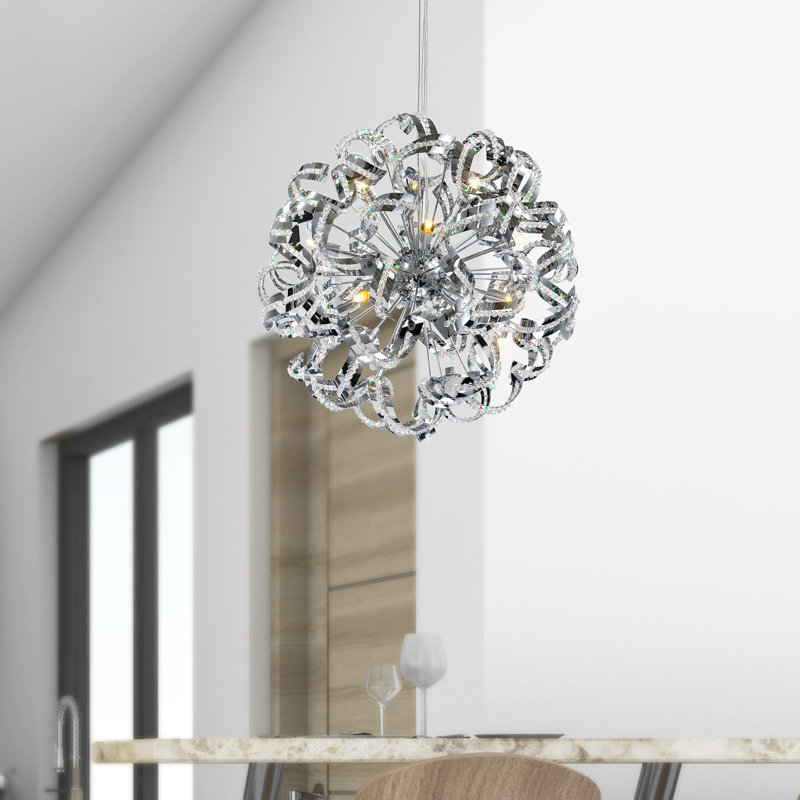 12 Light LED Chandelier, 19-Inch, Chrome Finish for Dining Room, Living Room, Foyer, and Bedroom