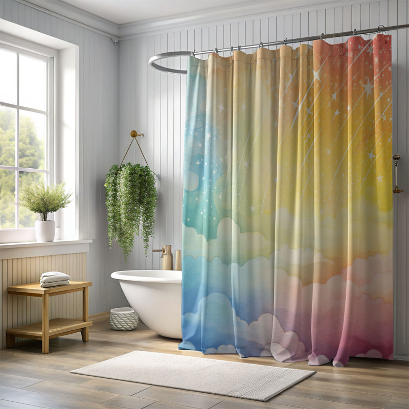 Rideau de douche standard 1 pièce Chromatique Sky, H 74 po x l 71 po