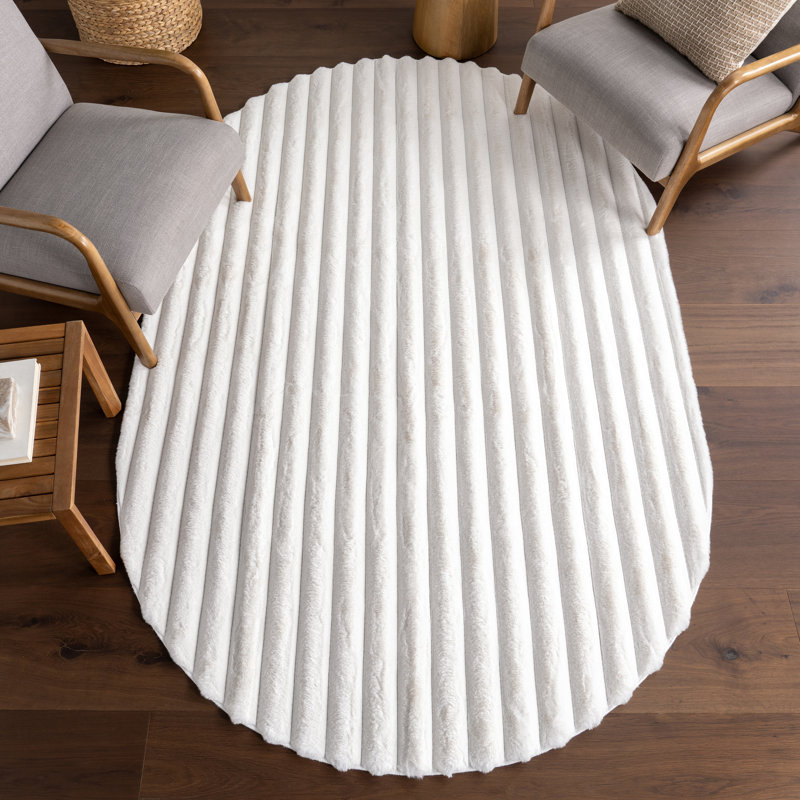 Kai SuperiorWash Stripe Faux Rabbit Machine Washable Area Rug, Oval 5' x 7'6"