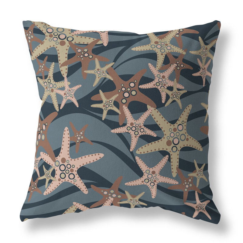 Coussin décoratif intérieur / extérieur Starfish Sway, H 20 po x l 20 po, Brun / gris