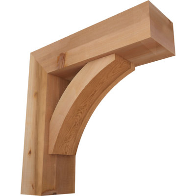 7 1/2"W x 26"D x 26"H Thorton Block Smooth Bracket w/ Offset Brace, Western Red Cedar