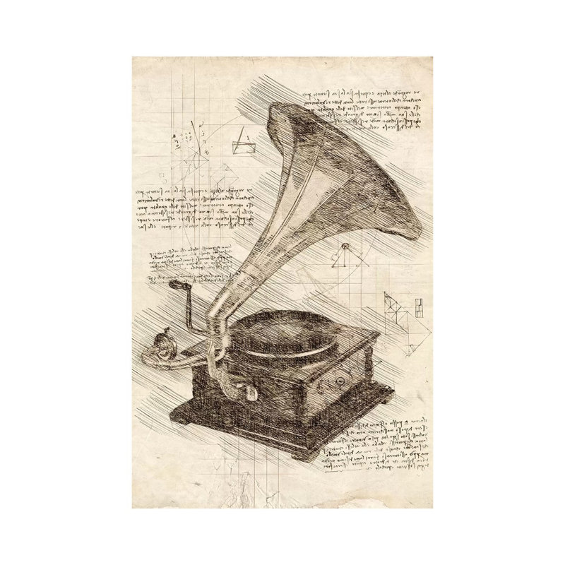 Gramophone 1 Piece Wrapped Canvas Wall Art, 101.6 cm H x 66.04 cm W