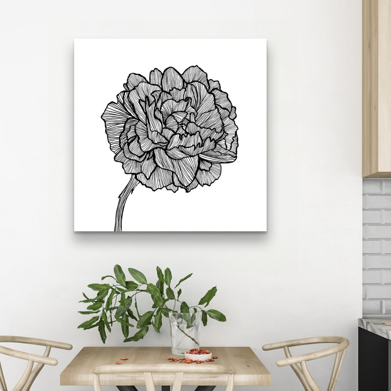 Peony line - 32"x32" art on canvas