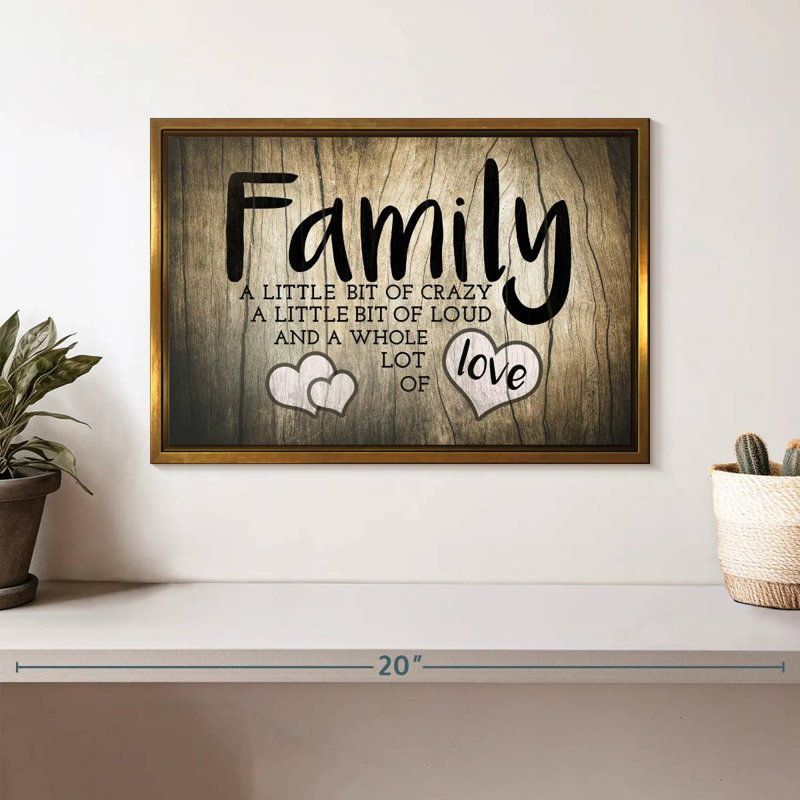 Plaque murale "Family Love", Cadre flottant doré, 13 po x 9 po