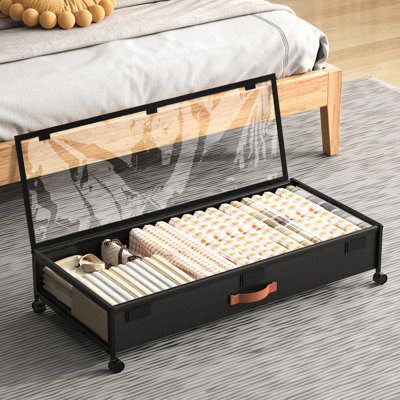 Under Bed Storage With Wheels, 54L XXL Larger Under Bed Storage Containers With Clear Lids, 36'' Lengthen Under Bed Shoe Organizer