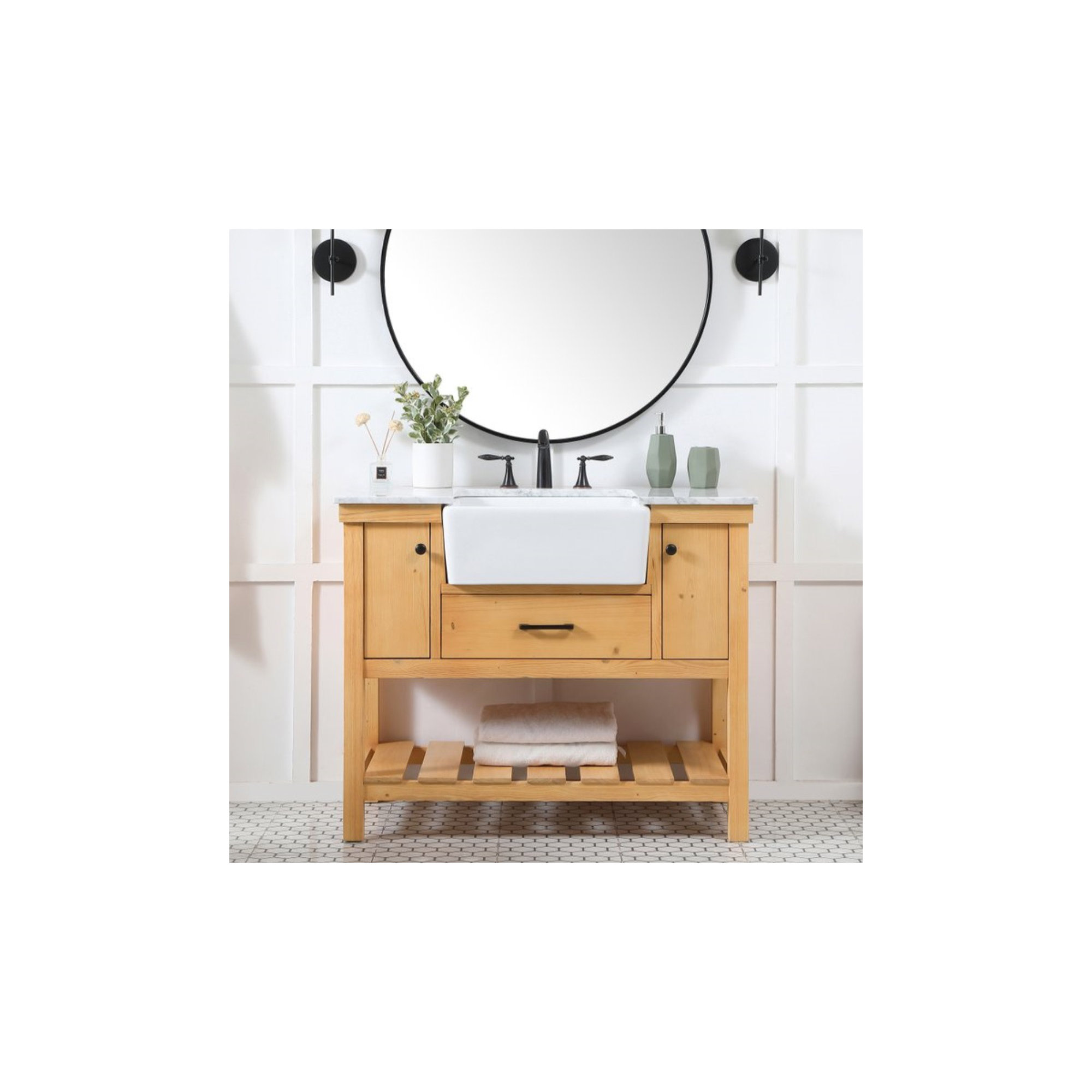 Pelaghia 42'' Single Bathroom Vanity, Natural Wood