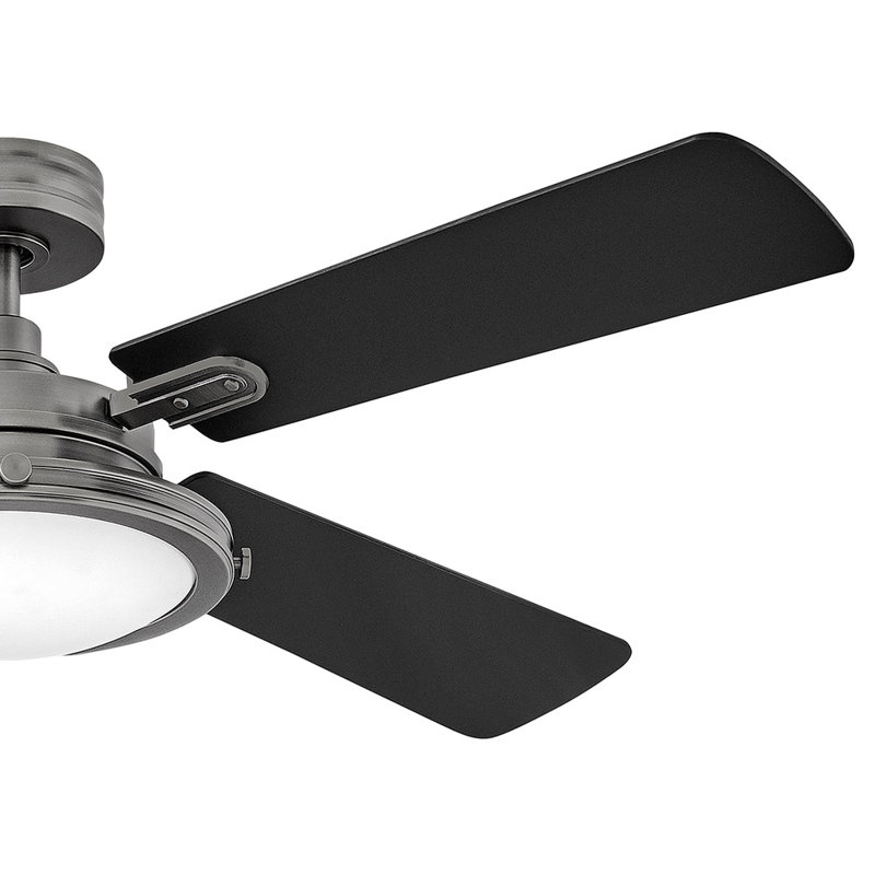 Ventilateur intelligent à DEL 54 po Collier, Étain avec pales en bouleau