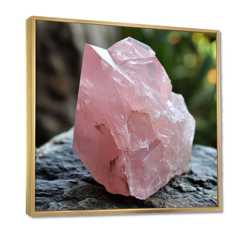 «Rose Quartz Crystal Geode», reproduction d'art sur pierre, Toile avec cadre flottant or, H 36 po x l 36 po x P 1,5 po