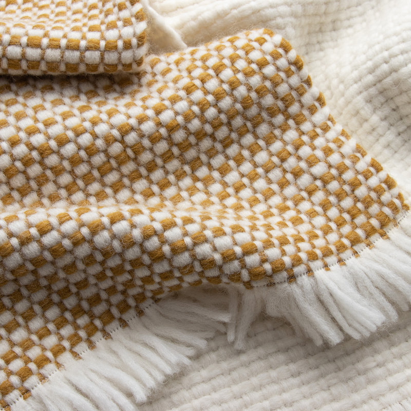 Hand Woven Throw Blanket, Ochre