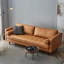 Causeuse coussin orange en cuir véritable-602429765