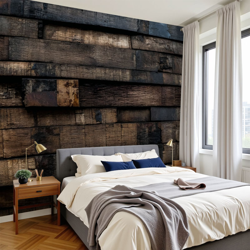 Papier peint auto-adhésif Bourbon Barrel Stave Wall, L 144 po x l 100 po