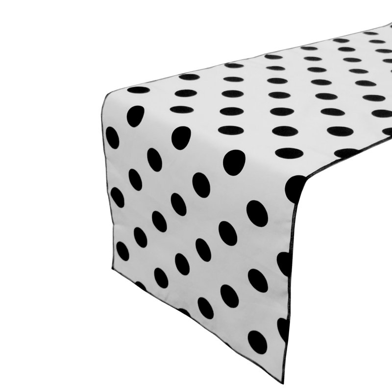 Polka Dots Print Table Runner, 60" L x 12" W, Black/White