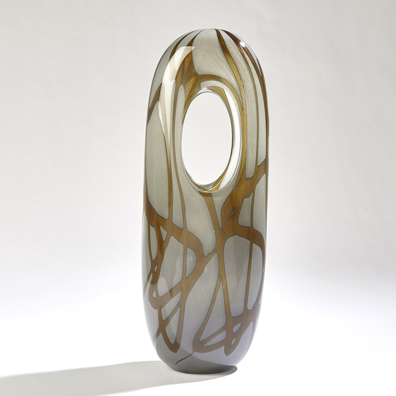 Handmade Glass Table Vase, 17.5" H x 6.5" W x 4.75" D