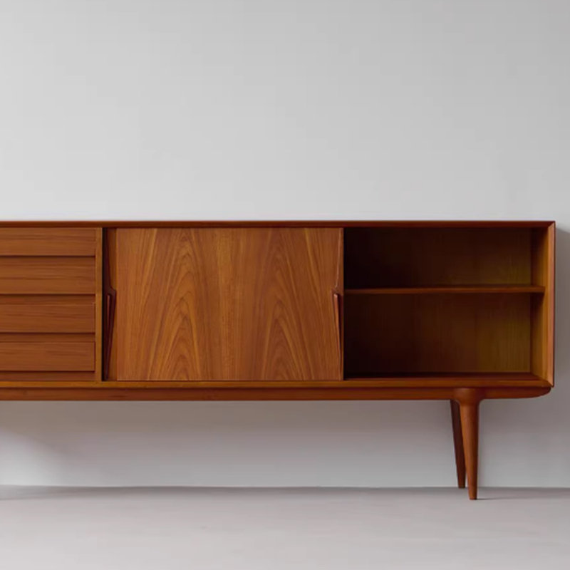 Meuble télé rétro en bois massif, 70.86"