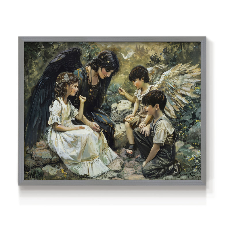 Angels From Above-XCI - Impression encadrée - Restickable, Gris, H 22 po x l 28 po