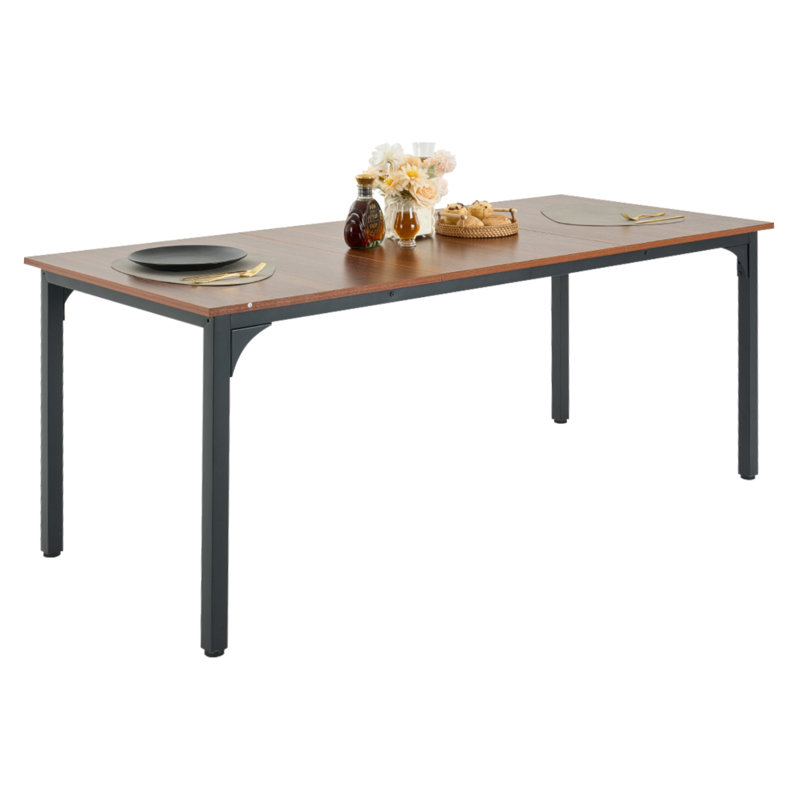 71In Rectangle Dining Table Wood Kitchen Table For 6-8 Person Brown (Only Table)