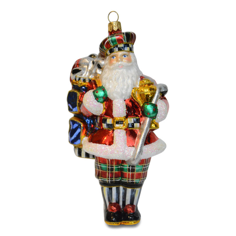 Golfing Santa Glass Ornament