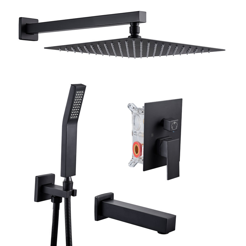 Robinet de douche avec valve brute, Noir, noir, noir, noir