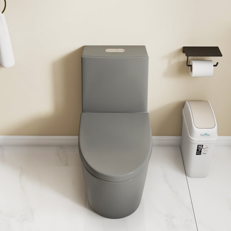 One Piece Toilet, 1.1/1.60 GPF Dual-Flush，Water-Saving Elongated Comfort Height Floor Mounted, Soft Close 1000 Gram Map Flushing Score Toilet, Light Grey 24T01-LG