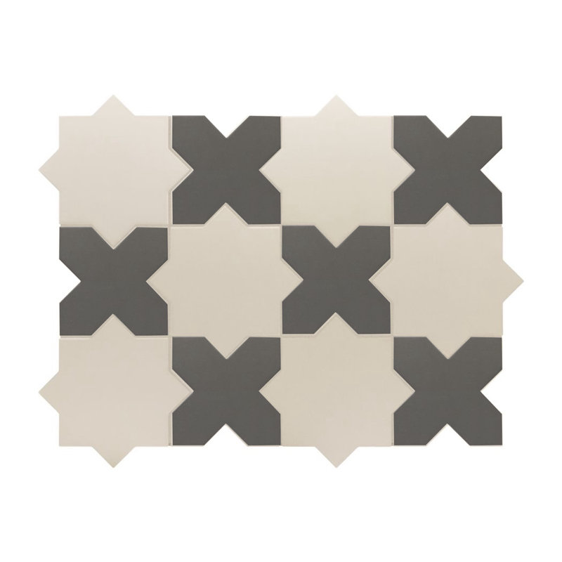 Porto Star+Cross 6.1 In. X 11.9 In. Porcelain Wall And Floor Tile (10.54 Sq. Ft. / Case), Taupe Star/Black Cross