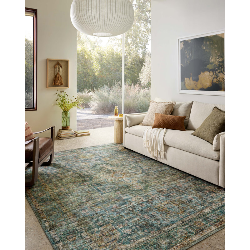 Clarysse Machine Washable Lagoon / Multi Area Rug, Runner 2'6" x 7'6"