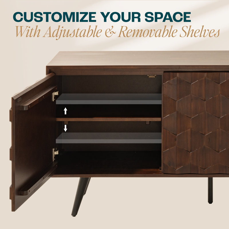 Corrigan Studio® Georgina 61" Wide 3 Drawer Acacia Solid Wood Sideboard ...