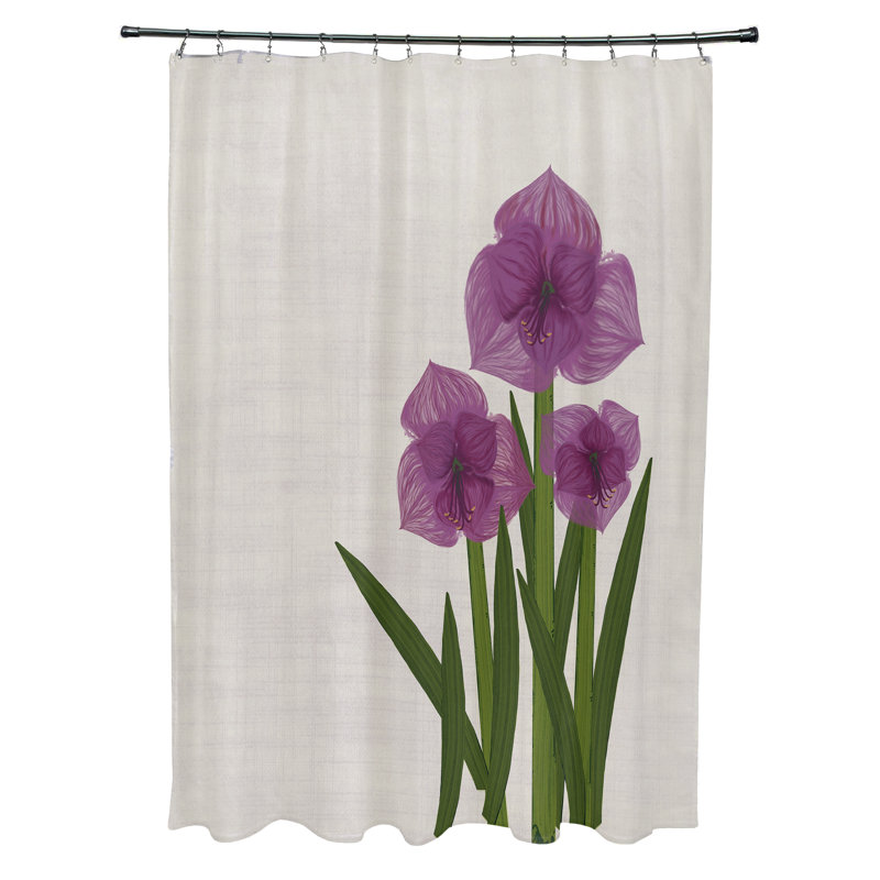 Rideau de douche simple à imprimé floral Amaryllis, Mauve