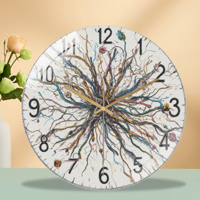 Horloge murale avec texture de bois fissuré - horloge murale moderne en verre 12 po