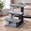3-Step Pet Stairs with Scratching Posts, Platforms & Toy Ball, Grey