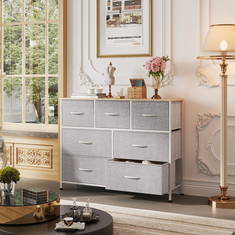 Ojaswi 7-Drawer Dresser for Bedroom, 32"-43" TV Stand Dresser With Large Storage Unit, Chest of Drawers With Sturdy Frame for Living Room, Entryway