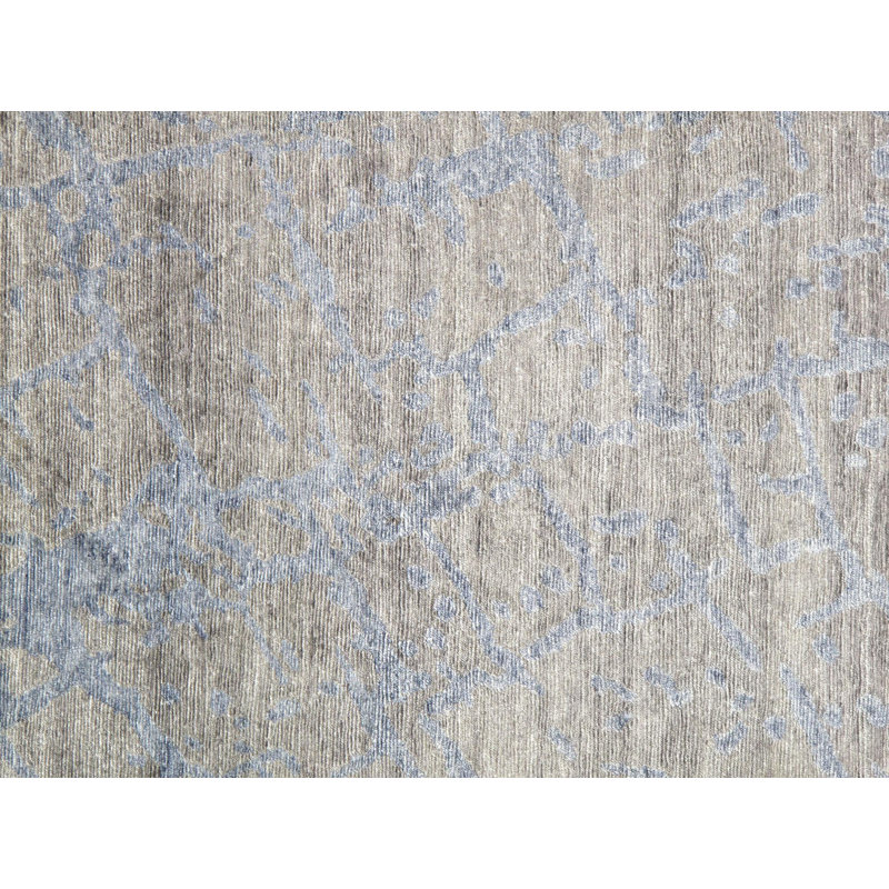 Tapis moderne noué à la main gris / taupe, Rectangle 8 pi 11 po x 11 pi 8 po