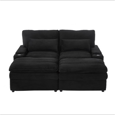 Canapé-lit modulaire à combinaison libre 70,9 po avec causeuse avec espace de rangement, deux repose-pieds mobiles, quatre ports USB et deux porte-gobelets pour le salon