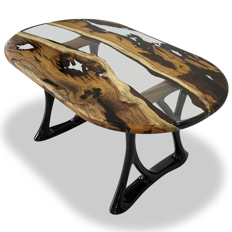 Rhadios Oval Walnut Wood Dining Table, 48" W x 108.3" L