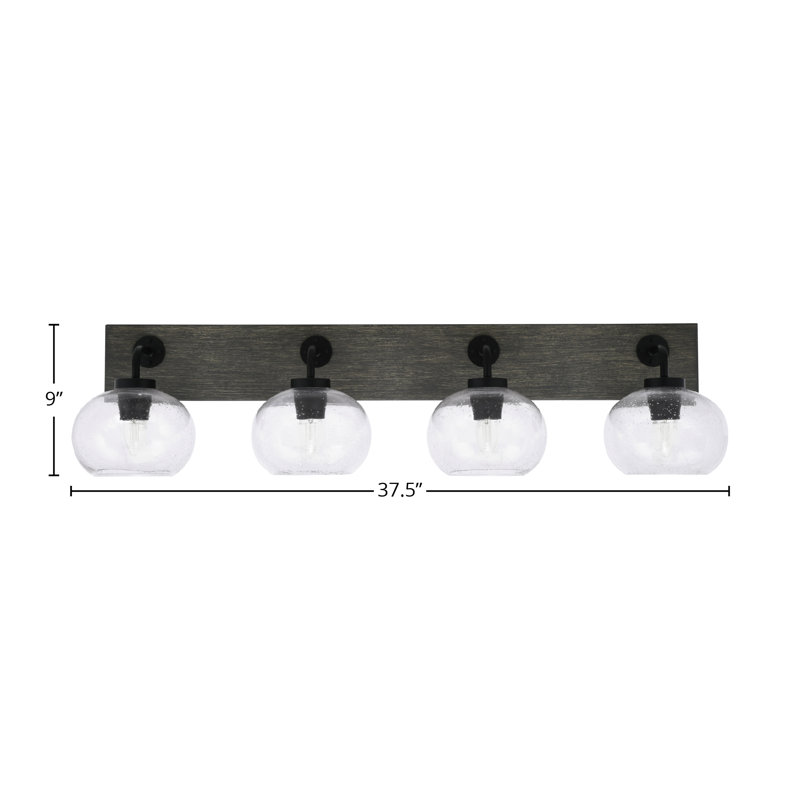 Oxbridge 4 Light Bath Bar Shown With 7" Glass, Transparent, Noir mat / gris vieilli